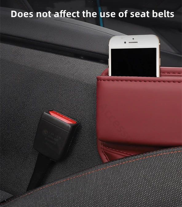 Leather Car Seat Gap Organizer – Multifunction Console Crevice Filler, Side Storage Box with Cup Holder, Car Interior Storage Pocket