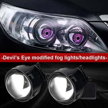 3-Inch Devil's Eye LED Headlight Lens Kit - 12V Dynamic Car Retrofit Lights with Remote Control