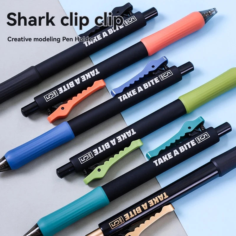4-Piece Crocodile Clip Gel Pen Set - 0.5mm Black Ink Quick-Dry Smooth Writing Pens