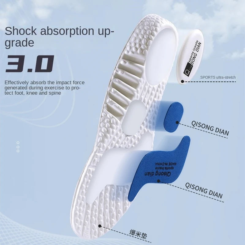 Sports Insoles – High Elasticity, Shock-Absorbing, Sweat-Absorbing & Anti-Odor Orthopedic Running Inserts for Comfort & Support