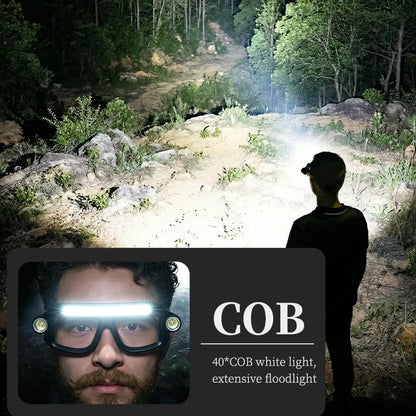 Rechargeable COB LED Glasses Headlight - USB-C Waterproof Adjustable Work Light for Car Repair