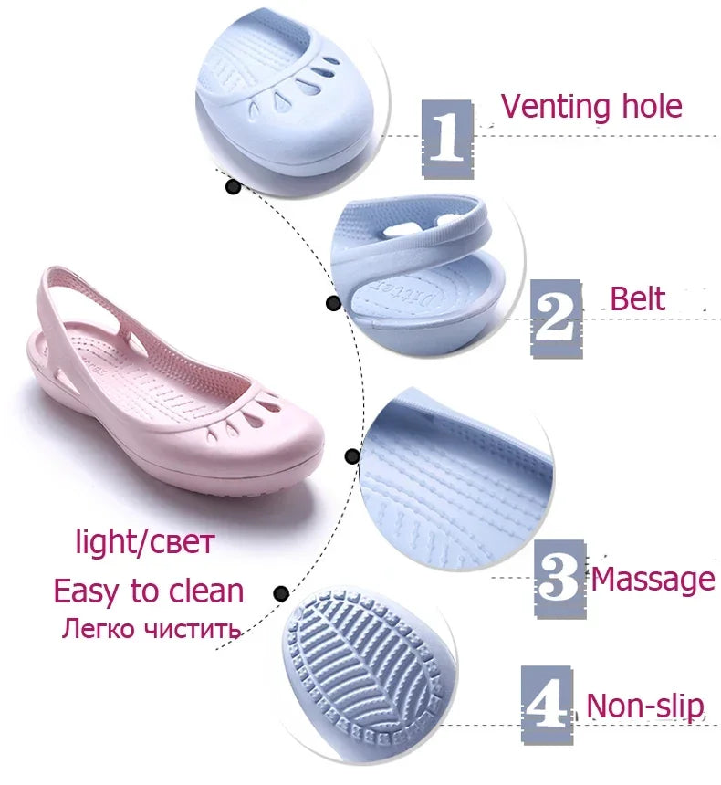RYAMAG Women’s Clogs Jelly Sandals – Non-Slip Summer Hole Shoes, Waterproof EVA Flat Slippers for Home & Garden