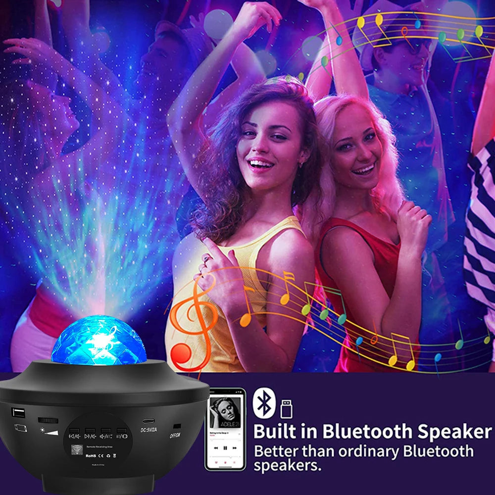 Star Projector Galaxy Projector for Bedroom, Music Speaker, Sound Activated, Remote Control & Timer, Starry Night Light Projector