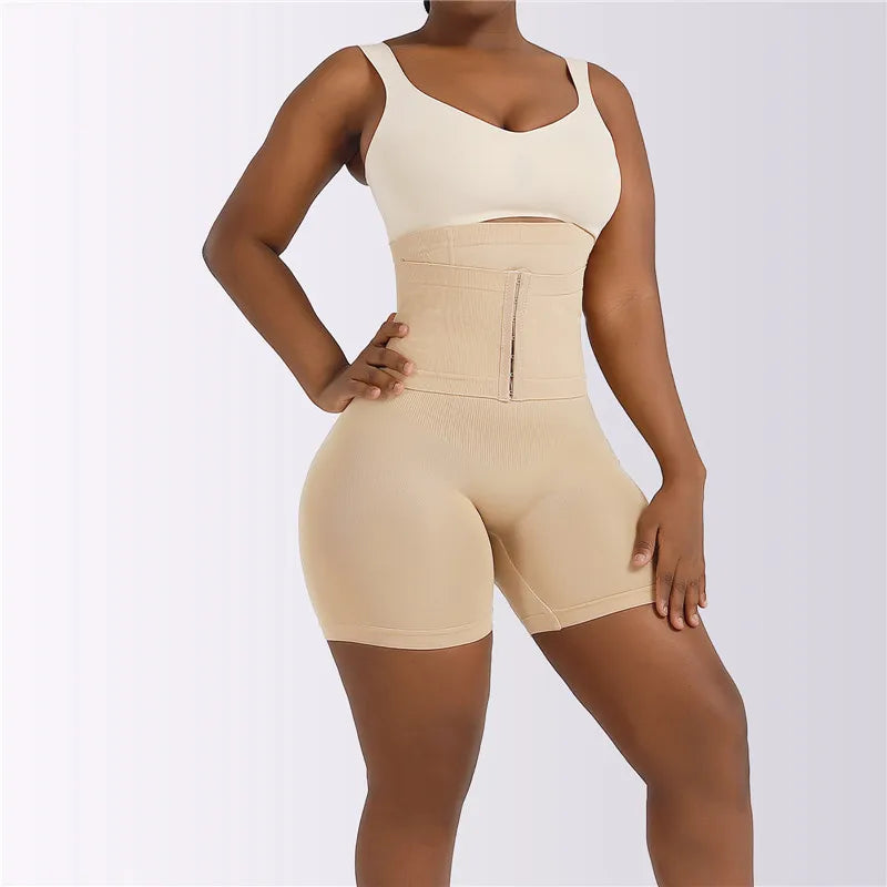 Women's Shapewear Tummy Control Shorts – High-Waisted Body Shaper Fajas with Hook Butt Lifter Slimming Underwear