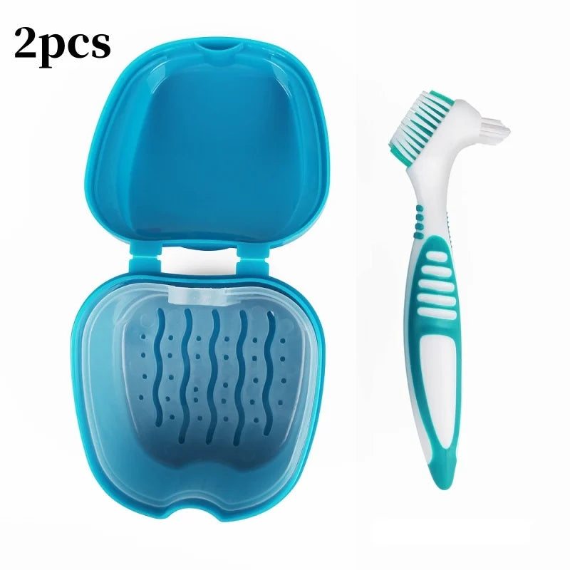 Dental Retainer Storage Case - 2-Piece Orthodontic Mouth Guard and Denture Organizer Box for Oral Care Accessories