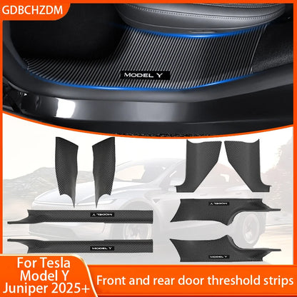 Tesla Model Y Juniper 2025+ Door Threshold Strips – ABS Anti-Scratch & Dirt-Resistant Interior Accessories for Front & Rear Doors