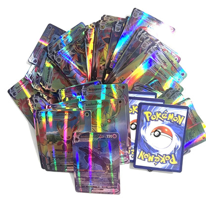 Pokémon TCG V, VMAX, GX & EX Holographic Cards - 60/100-Piece French and English Collectible Card Set for Fans and Gifts