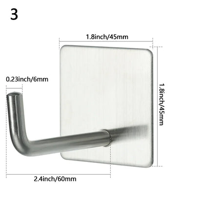 Stainless Steel Wall-Mounted Robe Hook - Rustproof Adhesive Towel and Coat Hanger for Bathrooms and Kitchens