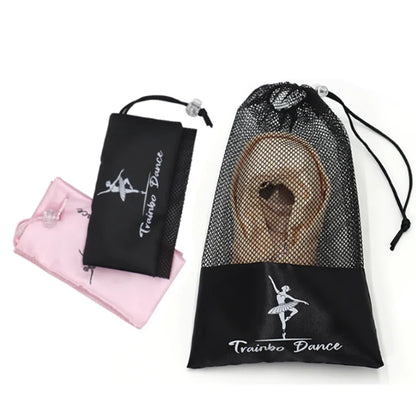 Pink & White Ballet Dance Shoe Bag – Satin Storage Pouch and Organizer for Dance Shoes