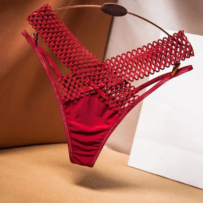 Women’s Ice Silk Thong Panties - Low Waist Cross-Cut Sexy Lingerie