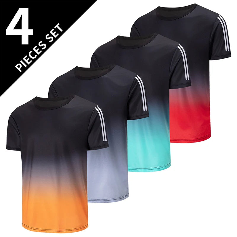 Men’s Summer Quick Dry T-Shirt - Solid Color Short Sleeve Sports Shirt for Running & Casual Wear