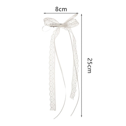 Korean Lace Cream White Bow Ribbon Hair Clip – Bullet Style Side Shredded Hairpin, Headpiece for Women, New Headwear