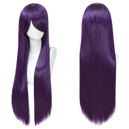 80cm Long Cosplay Wig - Synthetic Straight Hair with Bangs for Lolita Anime Costume Party Styling