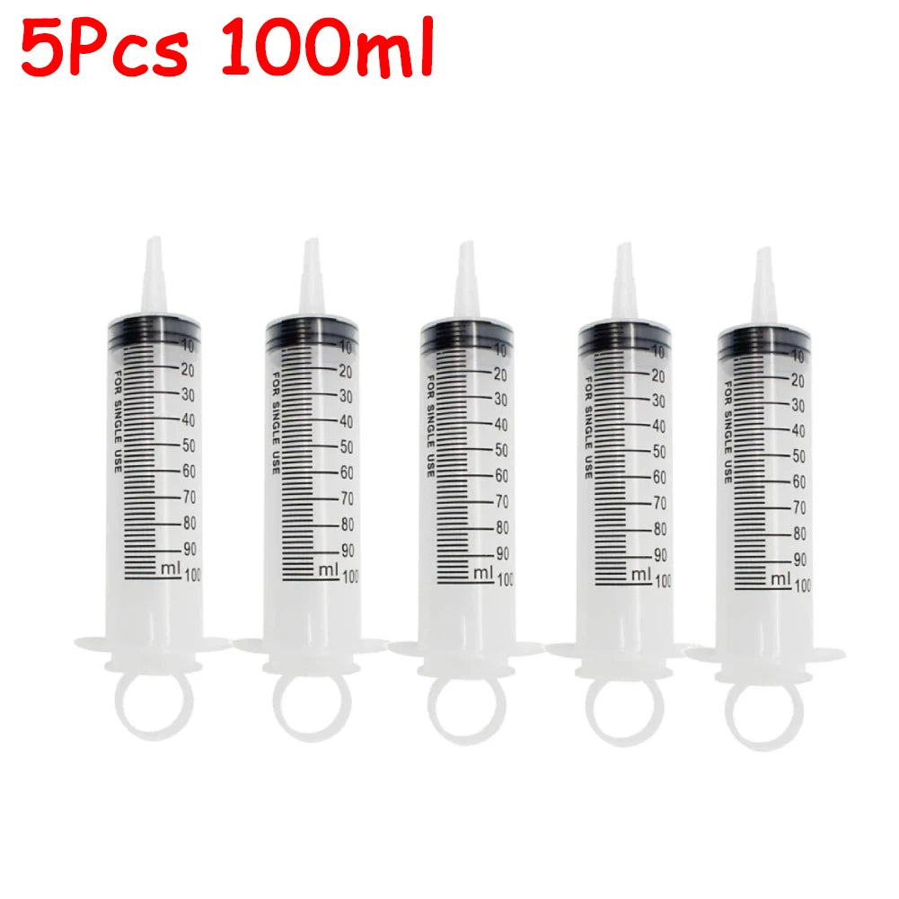 Plastic Measuring Syringe - 20ml, 60ml, and 100ml Needle-Free Liquid, Nutrient, Oil, and Pet Feeding Tool