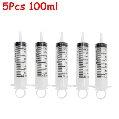 Plastic Measuring Syringe - 20ml, 60ml, and 100ml Needle-Free Liquid, Nutrient, Oil, and Pet Feeding Tool