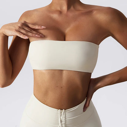 Women’s Strapless Sports Bra — Quick-Dry Yoga & Gym Tube Top | Fitness Chest Wrap Workout Bra