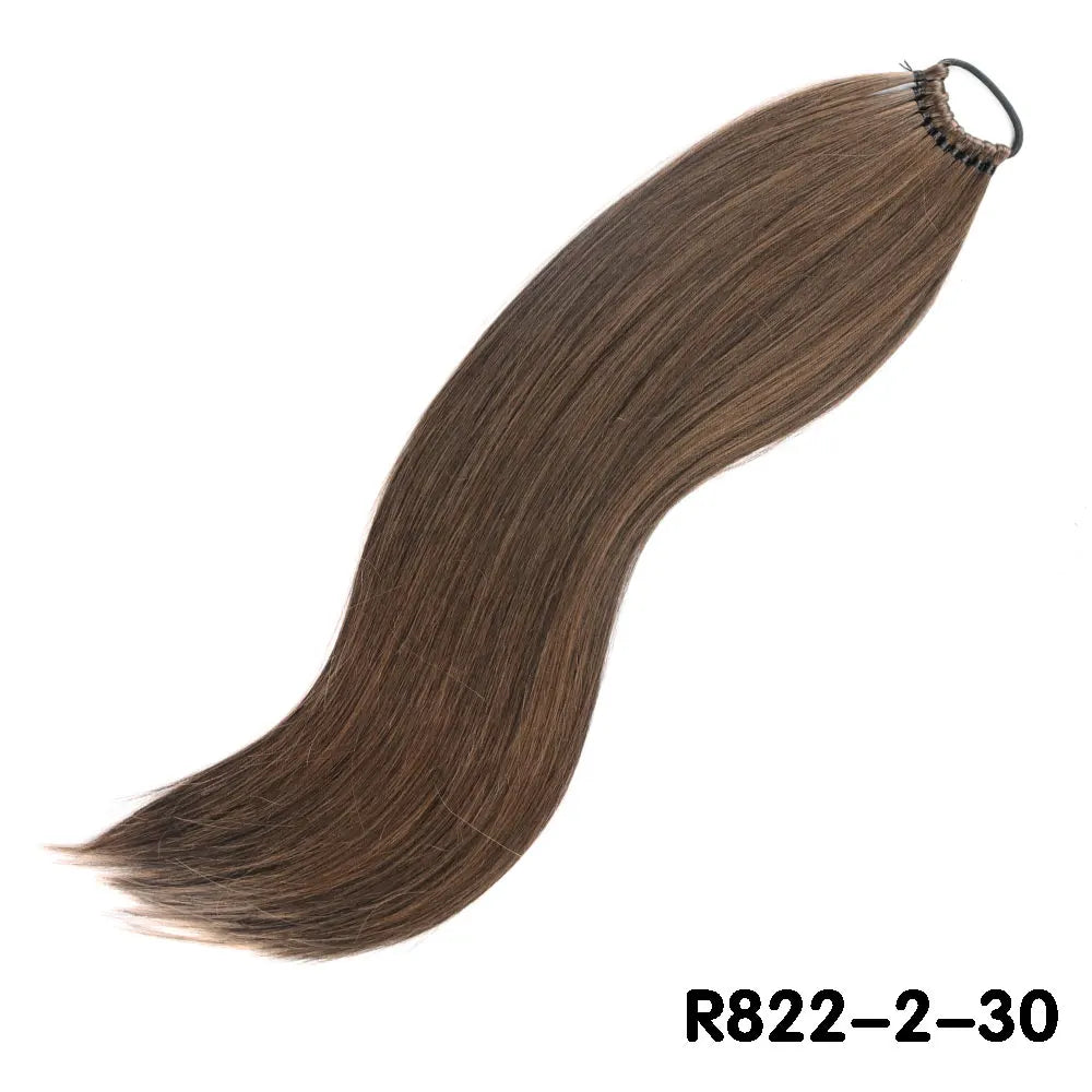 AZQUEEN 24-Inch Long Straight Ponytail Extension – Synthetic Fake Hairpiece for Women