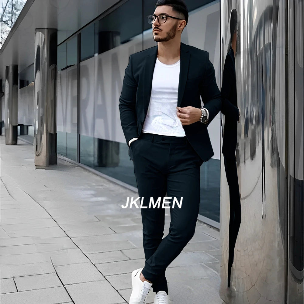 Gray Men’s 2 Piece Suit - Summer Casual Blazer & Pants Set for Wedding, Formal Events and Groom Style XS-5XL