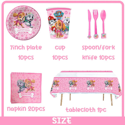 PAW Patrol Skye Pink Birthday Party Decorations Set – Foil Balloon Backdrop, Disposable Tableware & Baby Shower Supplies for Girls Kids Gifts