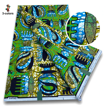 100% Cotton African Wax Print Fabric - Soft Golden Ankara Pagne for Nigerian Fashion & Traditional Wear