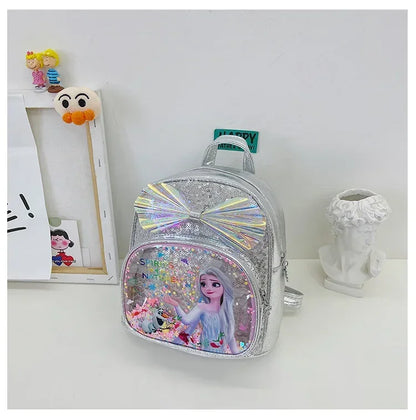 Disney Frozen Elsa & Anna Sequins Backpack - Fashion Glitter PU Leather School Bag for Girls, Kawaii Travel Backpack & Christmas Gift