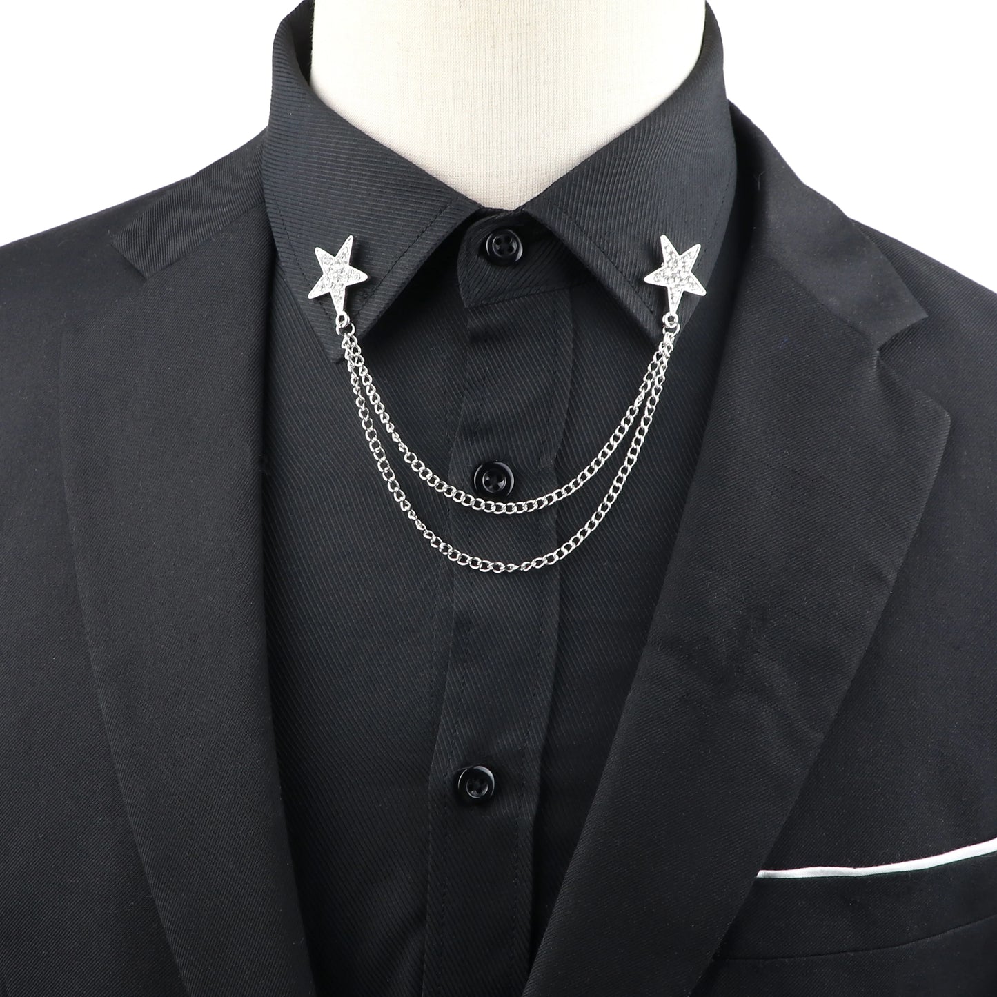 Fashion Gentleman Tassel Brooch – Men’s Suit & Shirt Lapel Pin with Chain, Pearl & Star for Wedding or Party
