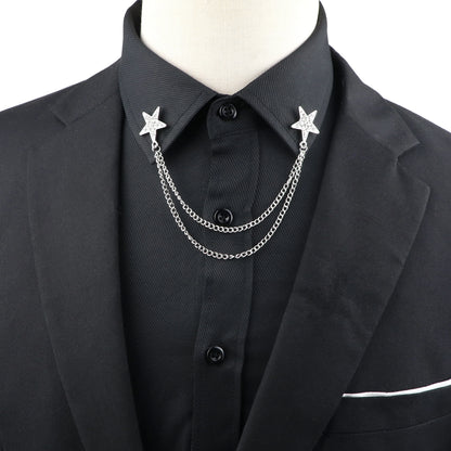 Fashion Gentleman Tassel Brooch – Men’s Suit & Shirt Lapel Pin with Chain, Pearl & Star for Wedding or Party