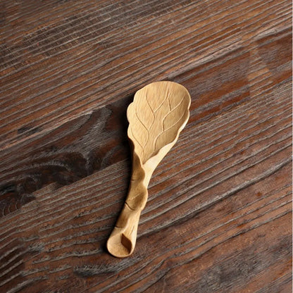 Japanese-Style Natural Bamboo Rattan Tea Scoop – Tea Shovel, Leaves Chooser, Honey & Coffee Spoon, High-Quality Holder