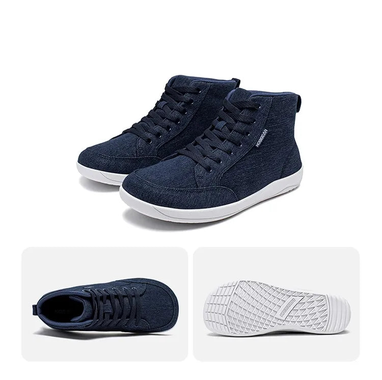 HOBIBEAR Mid-Top Barefoot Shoes – Unisex Wide Toe Canvas Sneakers for Walking & Outdoor