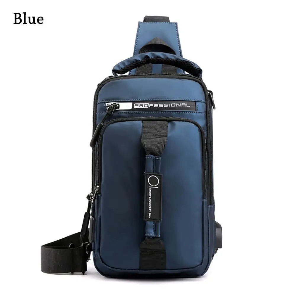 Men's Anti-Theft Sling Chest Bag – Crossbody Messenger Backpack with USB Charging Port