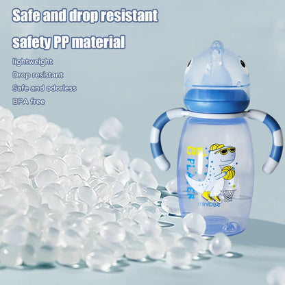 Baby Dinosaur Silicone Nipple Bottle – Imitation Breastfeeding with Straw Handle for Baby Boy & Girl