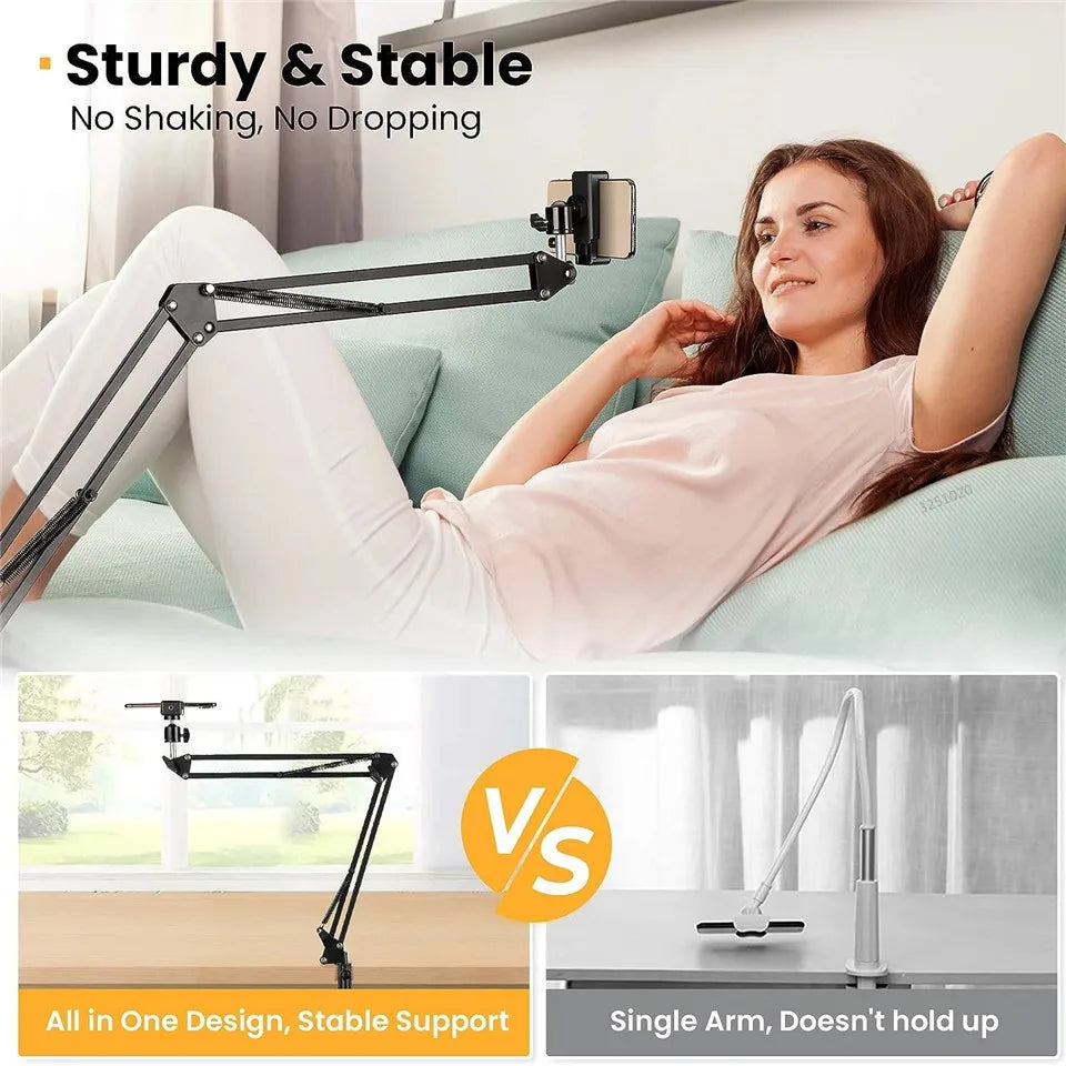 FGCLSY Flexible Arm Tripod for Phone – 360° Rotation, Foldable Table Stand for Desktop, Laptop, Online Video, Live Streaming, Overhead Shots