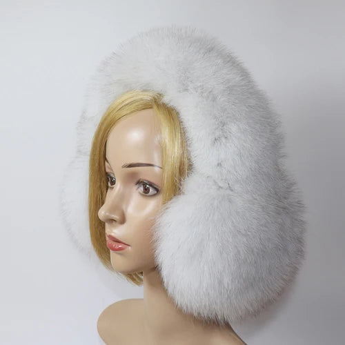 Real Fox & Raccoon Fur Earmuffs – Warm Winter Ear Warmer for Women and Girls, Plush Genuine Fur Accessory