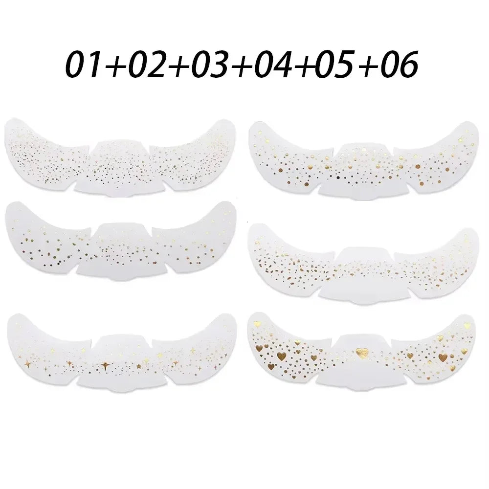6pcs Hot Stamping Freckles Makeup Patches – Metallic Gold & Silver Temporary Tattoo Stickers for Face