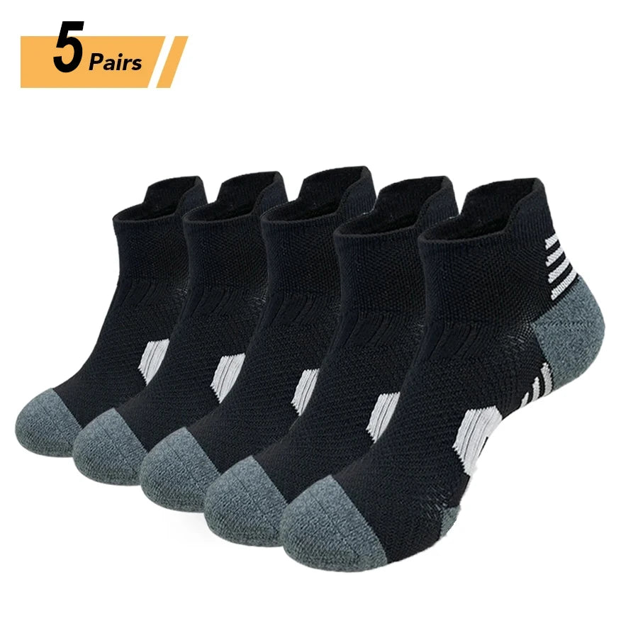 3 Pairs Professional Sports Socks – Non-Slip Towel Bottom Running Socks for Men & Women, Breathable Quick-Dry Basketball Training Ankle Sox