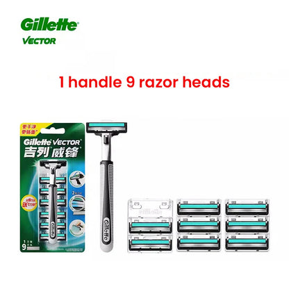 Gillette Vector 2 Razor Set for Men - 9 Blades with 2-Layer Razor Blades for Smooth Shaving