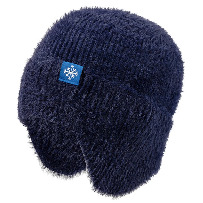 Women’s Earflap Winter Hat – Candy Color Faux Fur Knit Beanie, Kpop Style Streetwear Cap