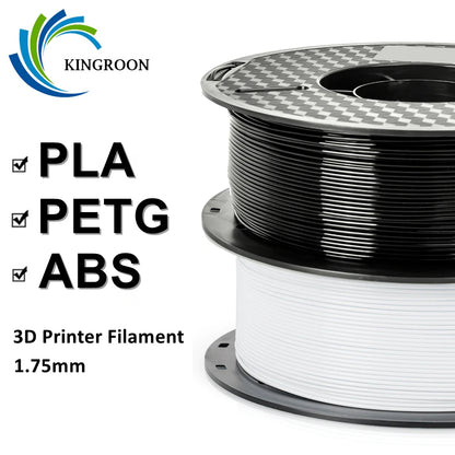 KINGROON 10KG PLA/ABS/PETG Filament 1.75mm – 10 Rolls Black, White, Gray for 3D Printing