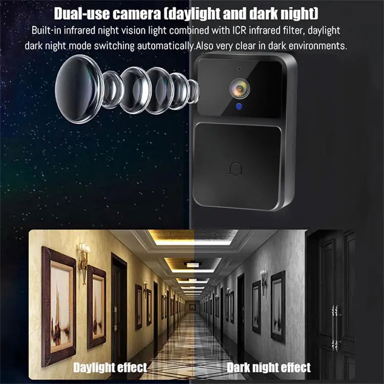 WiFi Video Doorbell Camera – HD Night Vision, Wireless Smart Home Security, Battery-Powered, Two-Way Intercom with Voice Changer