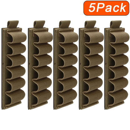 12 Gauge Shotgun Shell Holder - 6 Round Elastic Ammo Carrier with Hook & Loop Mount