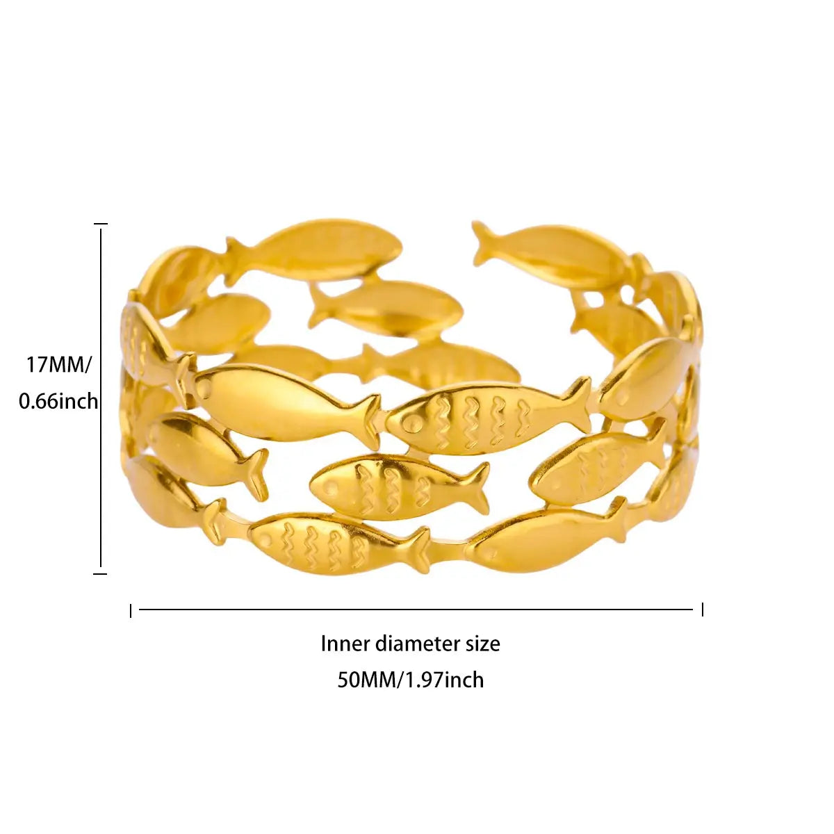 Punk Sunflower Fish Gold Stainless Steel Bracelet – Trendy Women’s Bangle Wedding Couple Jewelry