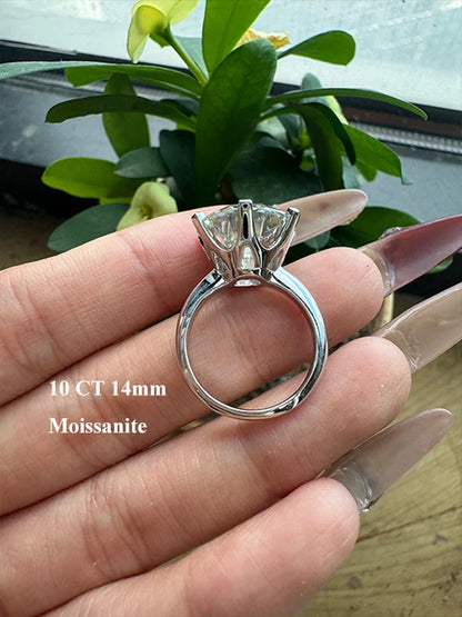 EWYA GRA Certified D Color Moissanite Solitaire Engagement Ring 0.5–10CT — 925 Sterling Silver Bridal Wedding Band for Women