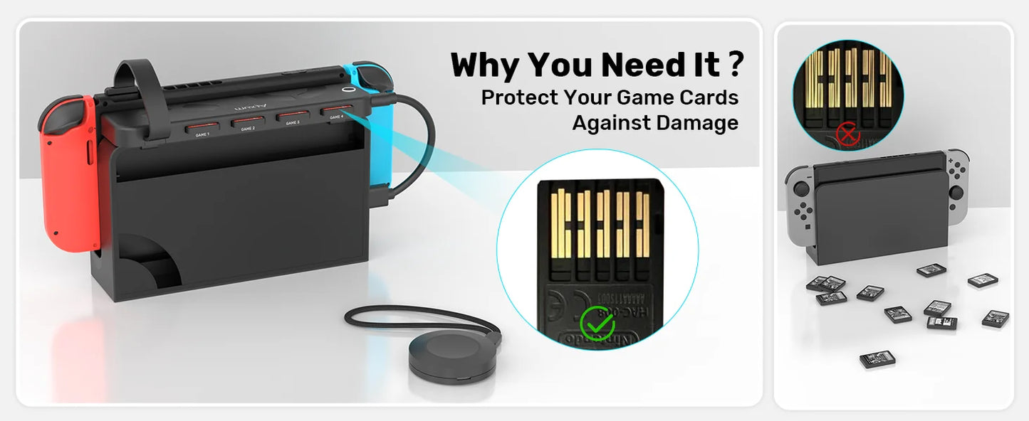 Unitek Game Card Switcher for Nintendo Switch OLED — Multi-Game Card Reader with Wireless Remote Control Accessory