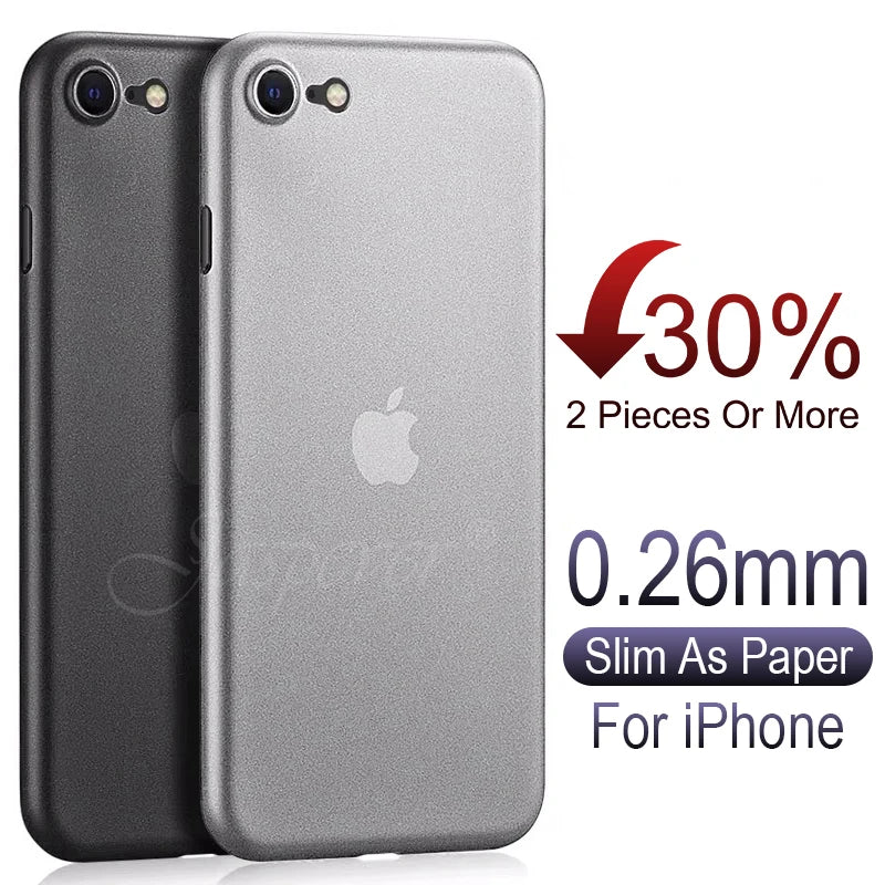 Ultra-Thin 0.3mm iPhone Case - Transparent Matte PP Full Cover for iPhone SE 2020, 6/6S Plus, 7, 8, X, XR, XS Max & 11 Pro
