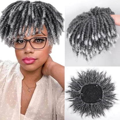 Short Crochet Synthetic Wig with Clips – Afro Braided Half Dreadlock Hair Extensions for Men & Women
