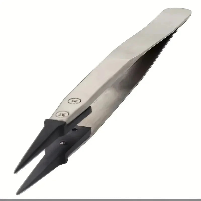 ESD Safe Precision Tweezers - Anti Static Metal Tip Tool for Electronics Repair and Jewelry Crafting
