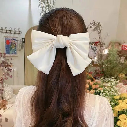 Fashion Cute Fabric Hair Bow Hairpin – Black & White Ribbon Hair Clips, Headwear for Women, Hair Jewelry Accessories