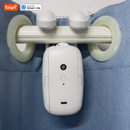 Tuya Smart Wifi Curtain Robot – Remote & Voice Control, Roman Rod Track, Single/Double Opening, 1/2PCS with Gateway