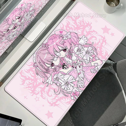 Anime Cute Angel Girl XXL Mouse Pad — Extended Gaming Desk Mat for Laptop, PC, Keyboard, Kawaii Pink Mousepad Carpet