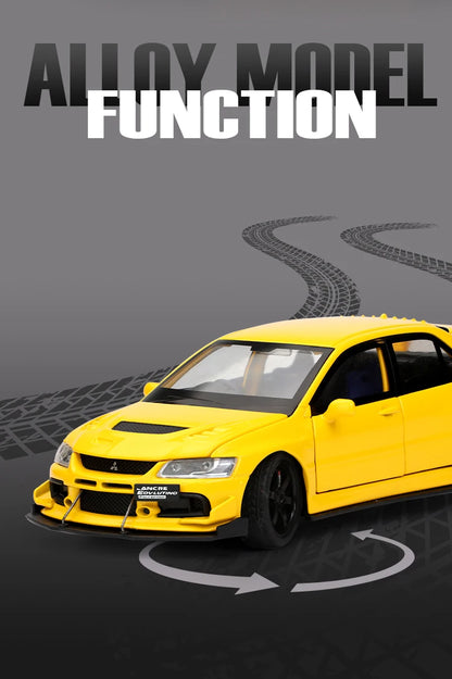 JDM 1:32 Mitsubishi Lancer Evolution IX — Diecast Metal Alloy Racing Car Model with Sound & Light, Right Rudder Gift
